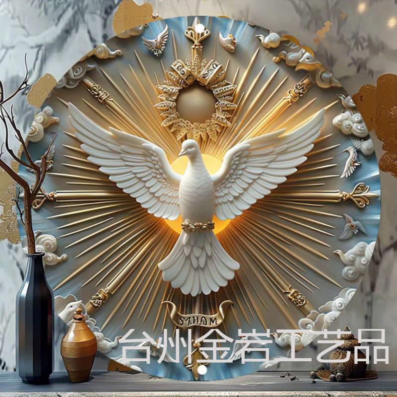 Spot American retro peace dove wooden round sign hanging living room entrance wall decoration door number wall hanging