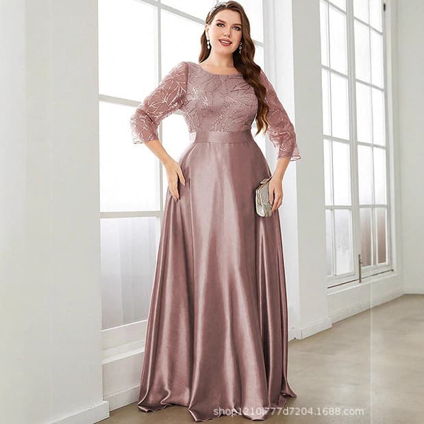 Cross-border foreign trade spring new evening dress champagne color large size elegant elegant long skirt banquet dress women's clothing wholesale