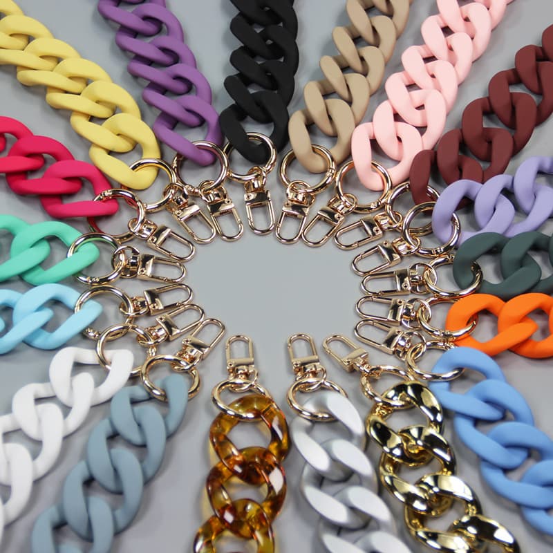 European and American exaggerated luggage rubber paint chain feel paint handbag chain acrylic chain resin thick chain 27 colors paint chain
