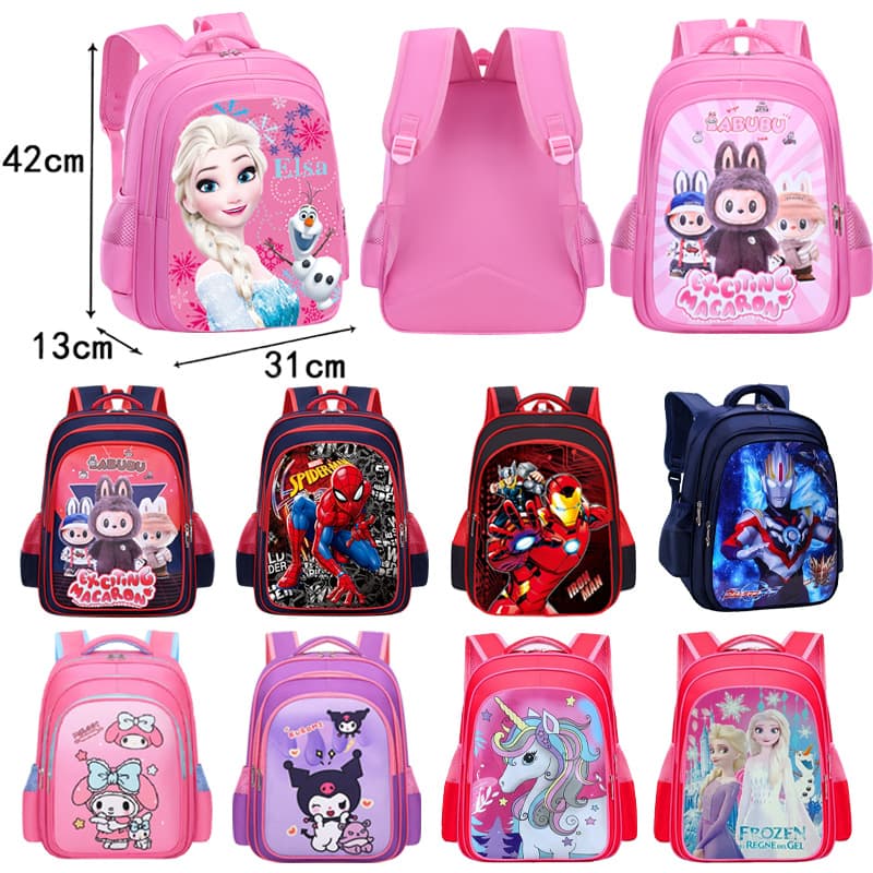 Amazon Primary School Student Backpack School Bag Cross-border Children Large Capacity Purple Pink Backpack PU Flat