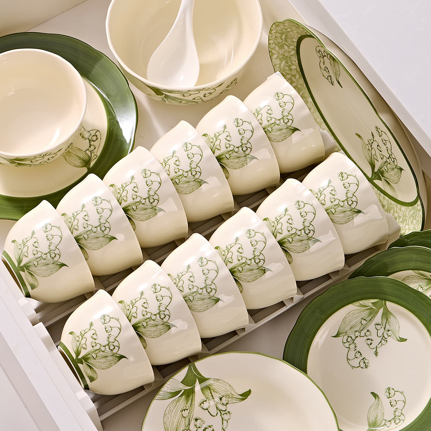 Vintage French Underglaze Dinnerware New Rice Bowl, Plate, Bowls, Chopsticks, Dishes for Home Housewarming