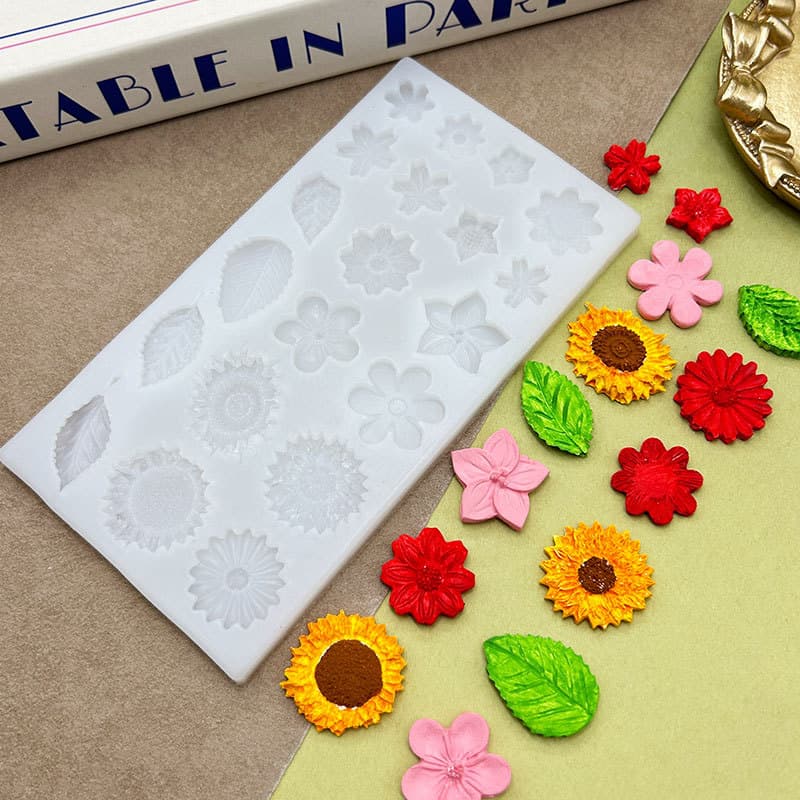 Silicone daisy flower leaf mold chocolate fondant mousse mousse cake decoration baking clay tool