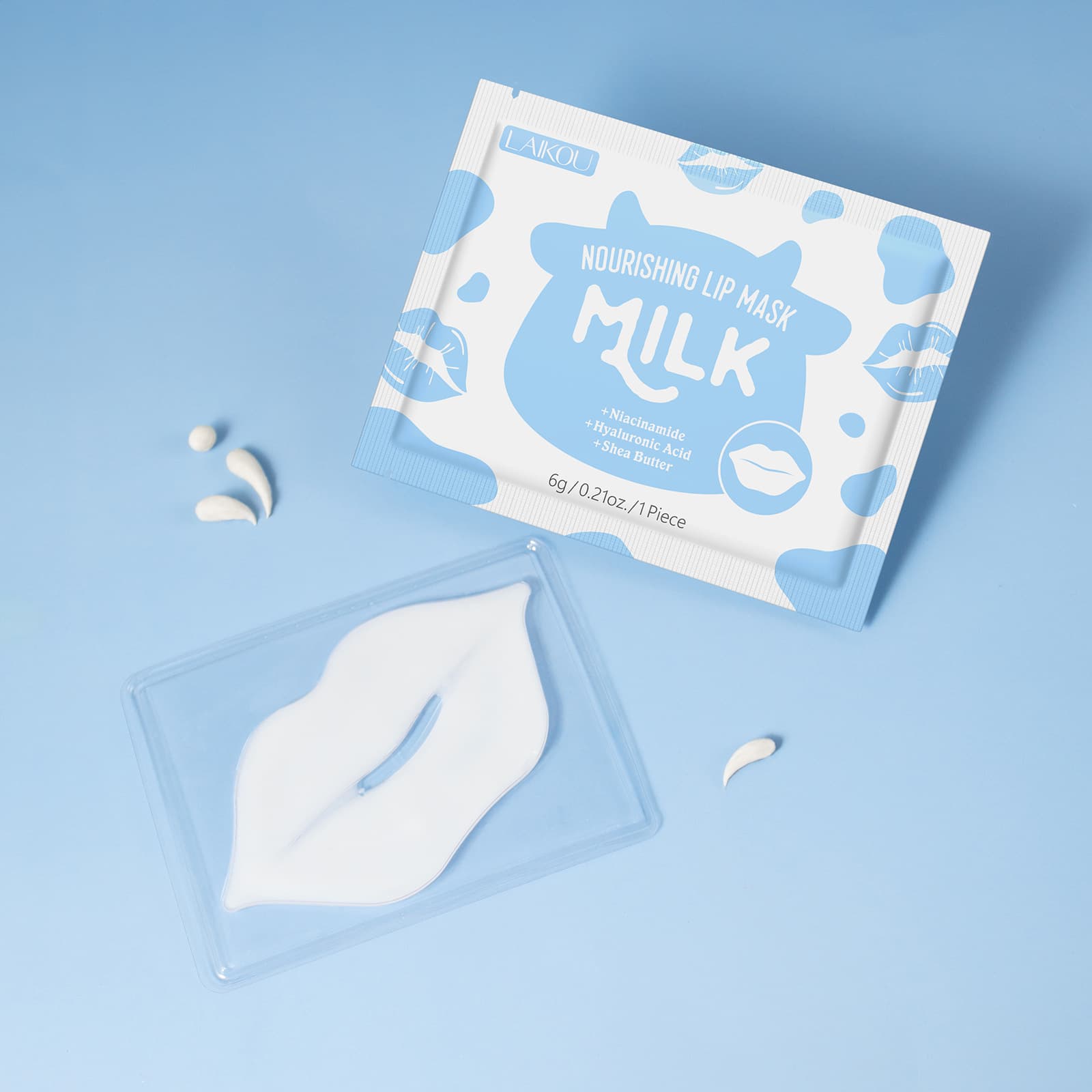 TK Drop Shipping Cross-border New Product LAIKOU Milk Hydrating Lip Mask 6g Moisturizing Hydrating Lip Mask Full English Lip Patch