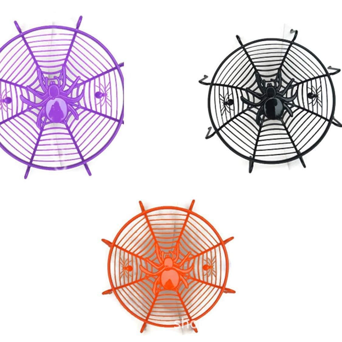 Amazon hot selling spider web fruit basket Halloween candy dish party decoration spider props plastic pp basket