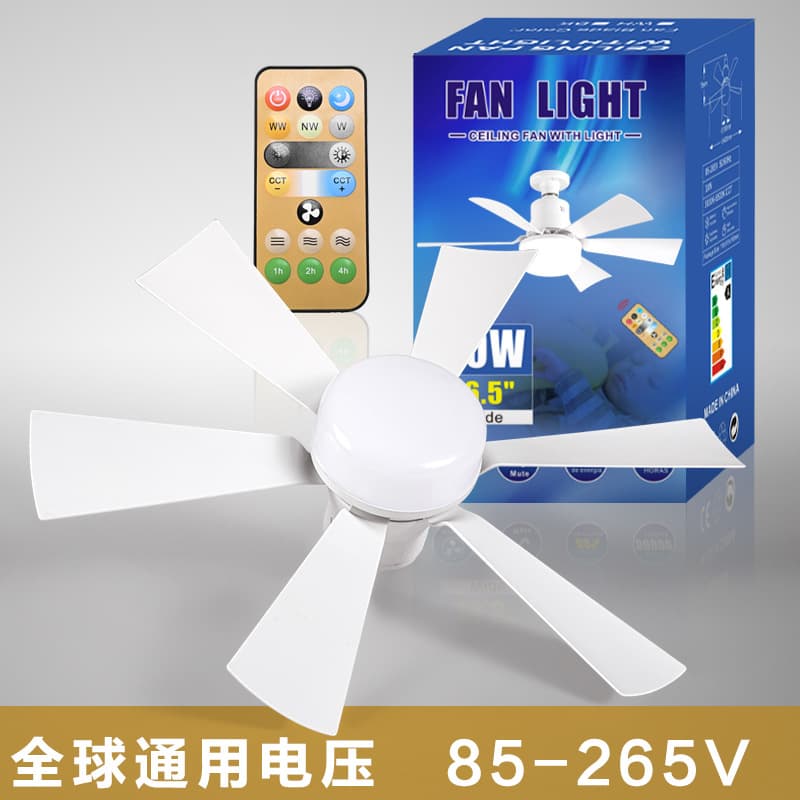 40W New E27 Screw-type Six-blade Flower-shaped Ceiling Fan with Detachable Blades for Bedroom and Living Room