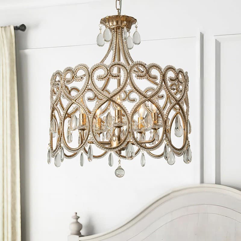 Bedroom Chandelier Living Room Light American Style Dining Room Lamp Heart-Shaped Creative French Crystal Light Romantic Princess Room Lighting