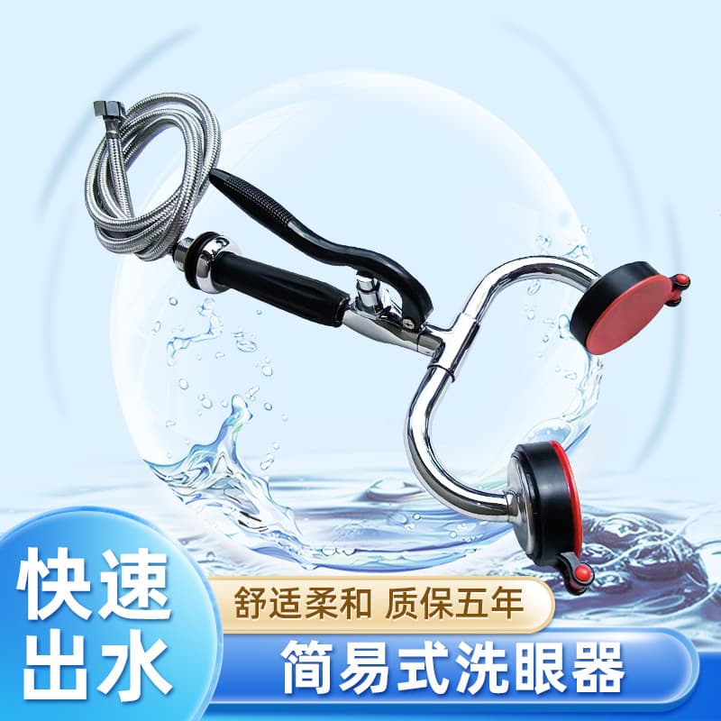 304 Stainless Steel Eye Washer Simple Dual-Outlet Eye Wash Station Mobile Emergency Shower Laboratory Eye Wash Machine
