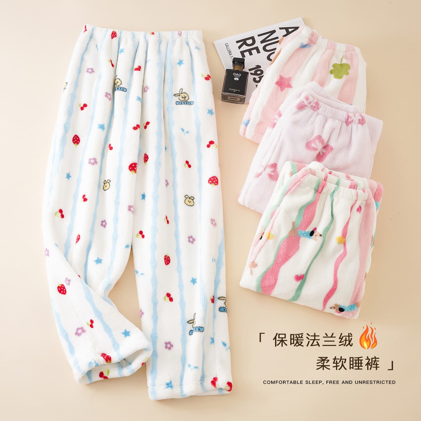 Women's Thickened Fleece-Lined Jogger Pajama Pants, Warm Home Pants, Suitable for Outdoor Wear, Casual Korean-Style Home Pants