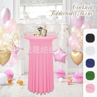 Round High Bar Rectangular Stretch Tablecloth Cocktail Table Skirt for Hotel, Conference, Exhibition and Celebration