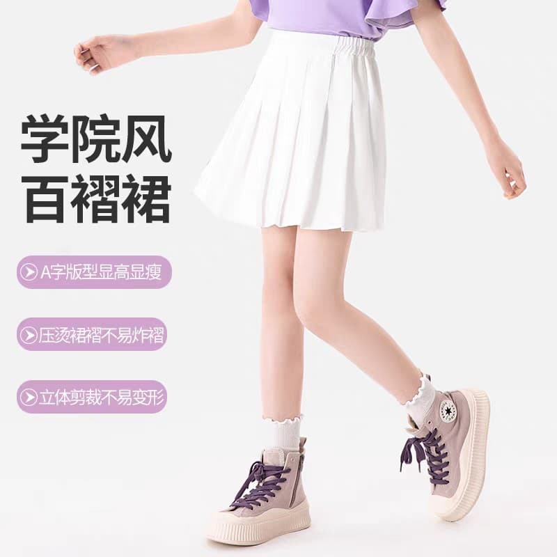 Girls Tennis Skirt Summer Sports White Short Skirt 2025 Korean Style School Pleated Skirt for Older Kids Fashionable Summer Wear