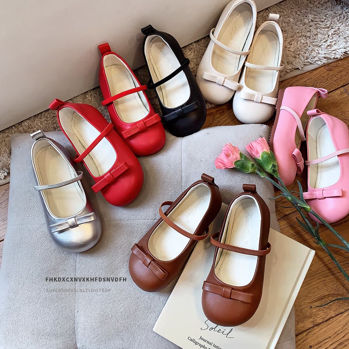 Chanel-Style Bow French Children's Shoes, Little Girl Leather Shoes, Soft Sole, Low-Cut, Princess Shoes, Baby Flats