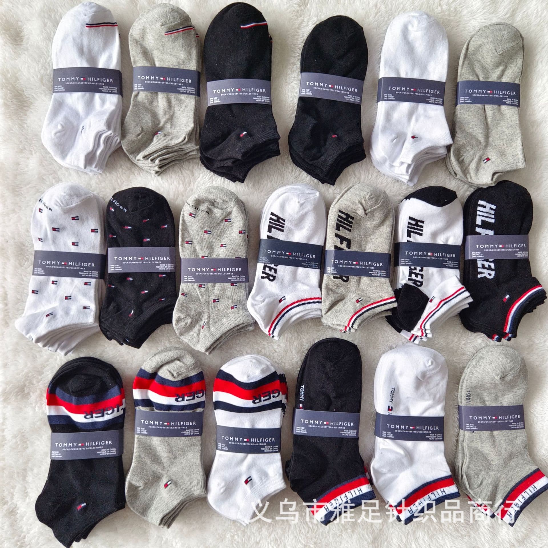 Wholesale Export 3 Pairs Per Card Tommy Socks Low-Cut Casual Sports Socks Cotton Ankle Socks for Men and Women