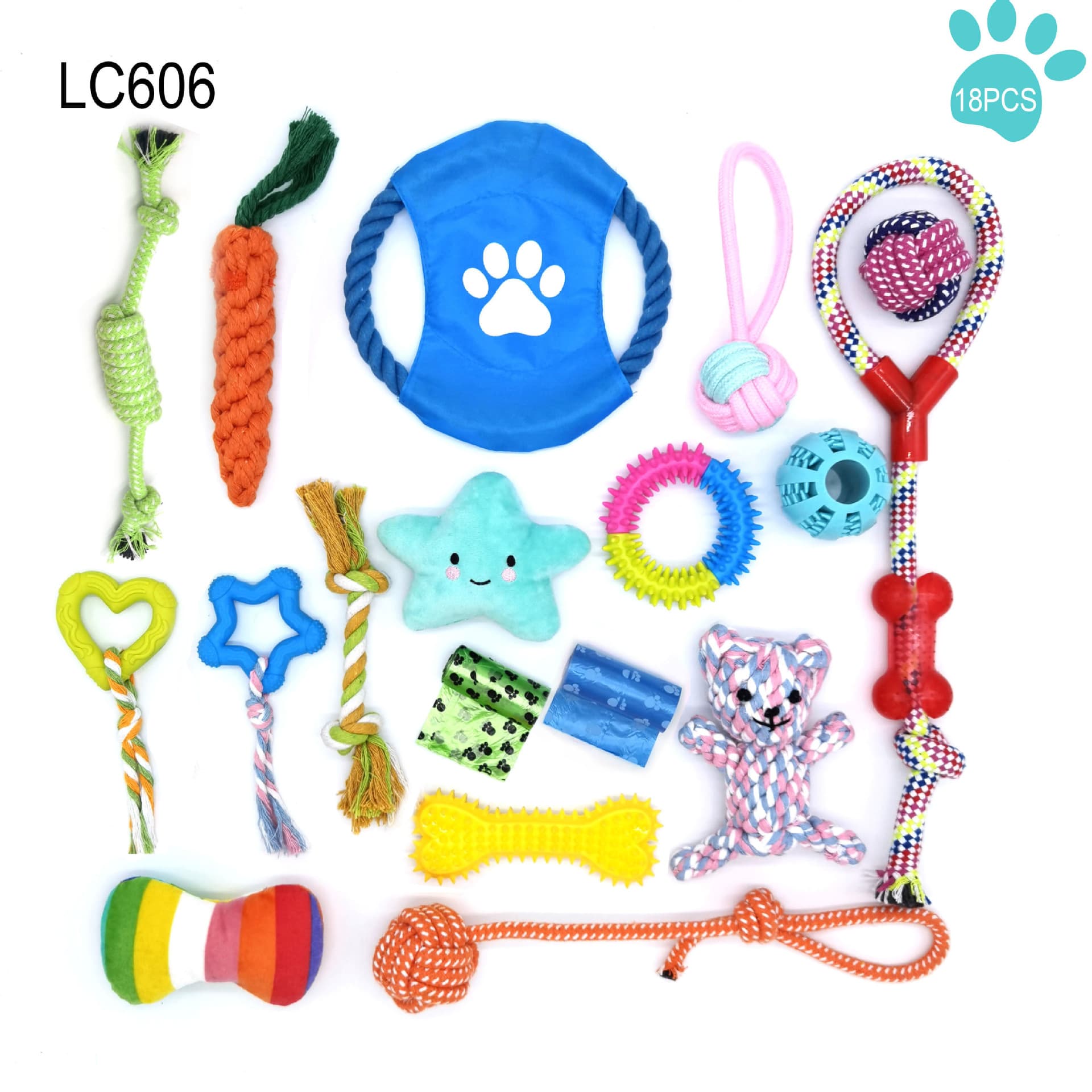For Amazon Aliexpress Pet Toy Set Combination Pet Cotton Rope Dog Toy Bite-Resistant Teeth Cleaning Manufacturer Wholesale