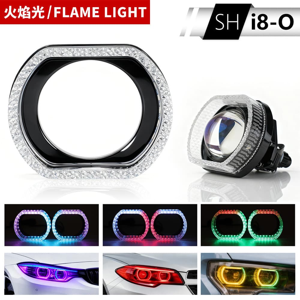 Cross-border Car Motorcycle Angel Eye Decorative Cover 5D Holographic Lens Light Ring APP Bluetooth Control Daytime Running Turn Signal Light