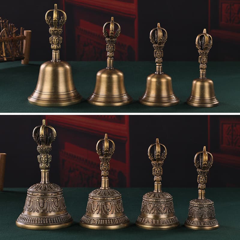Tibetan Vajra Bell Nepal Imported Ritual Instrument Five Prong Bronze Bell with Clear Sound and Long Echo Small/Medium/Large