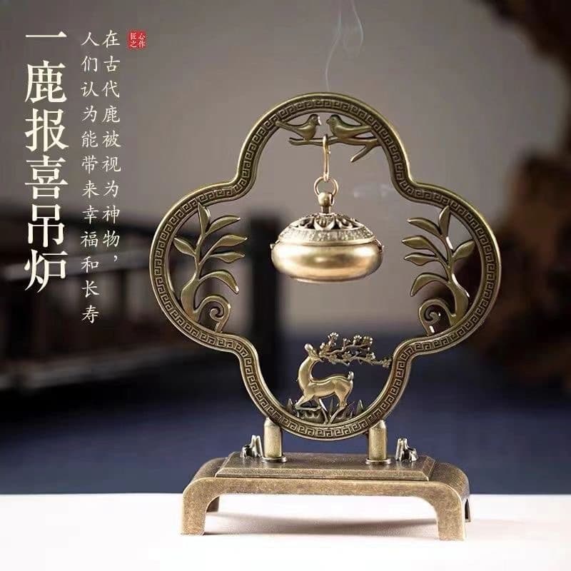 Yilu Annunciation Alloy Copper Incense Stove Ornaments Household Small Hanging Furnace Aromatherapy Furnace Indoor Agarwood Line Incense Incense Furnace Wholesale
