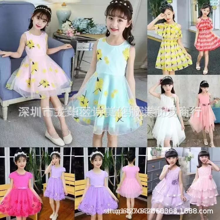 Export children's clothing, 5 yuan clothes, children's dress, princess dress, surplus stock, 1 yuan, 2 yuan, Guangzhou stall clothing wholesale market