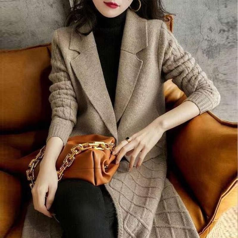 Autumn Winter New Wool Coat Cardigan Mid-Length Loose Knitwear Solid Color Thick Sweater Women Coat French Style Hot