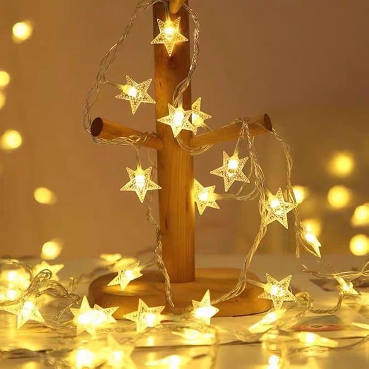 Factory Direct LED Star String Lights, Five-Pointed Star Fairy Lights with Battery Box USB, Christmas Room Decoration Lighting