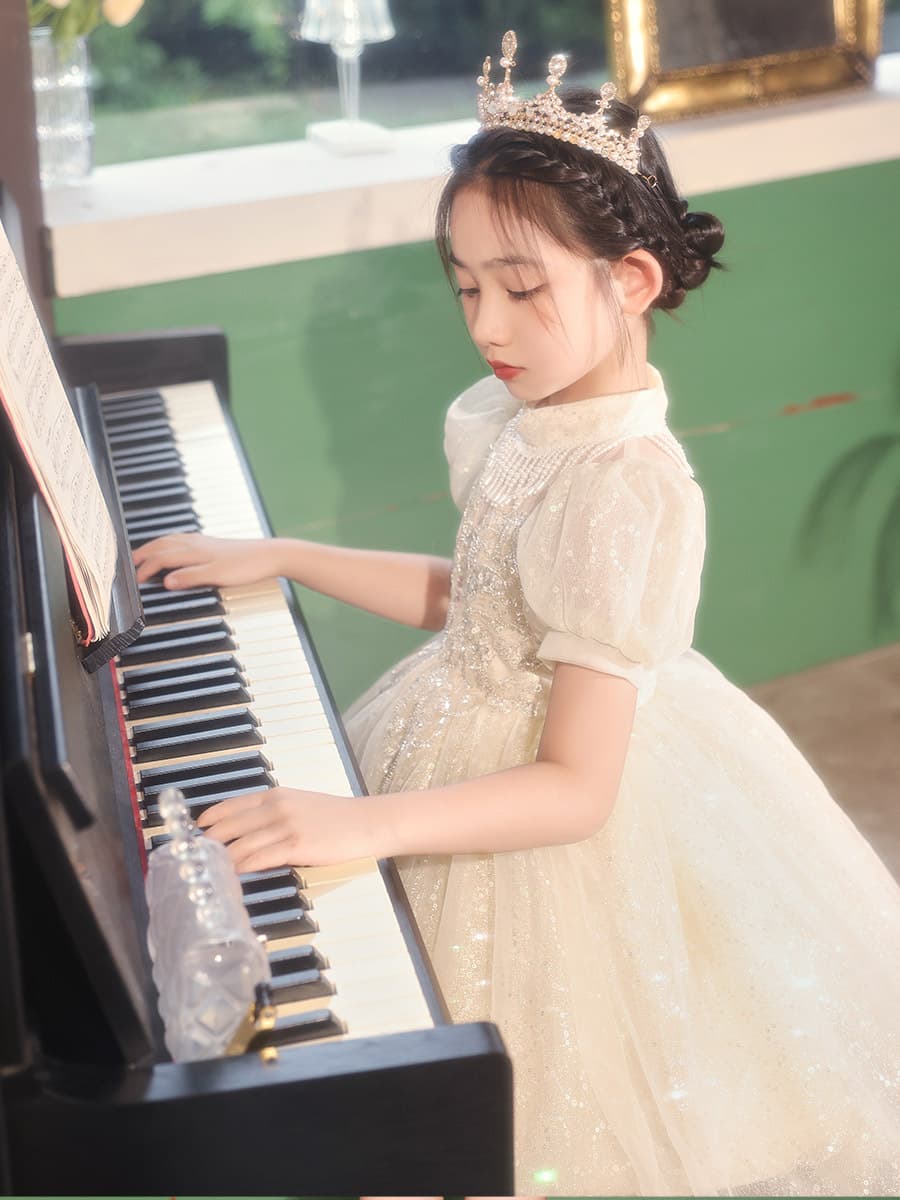 Girls Premium Birthday Evening Dress Princess Gown Children's Formal Dress Guzheng Performance Outfit Host Costume