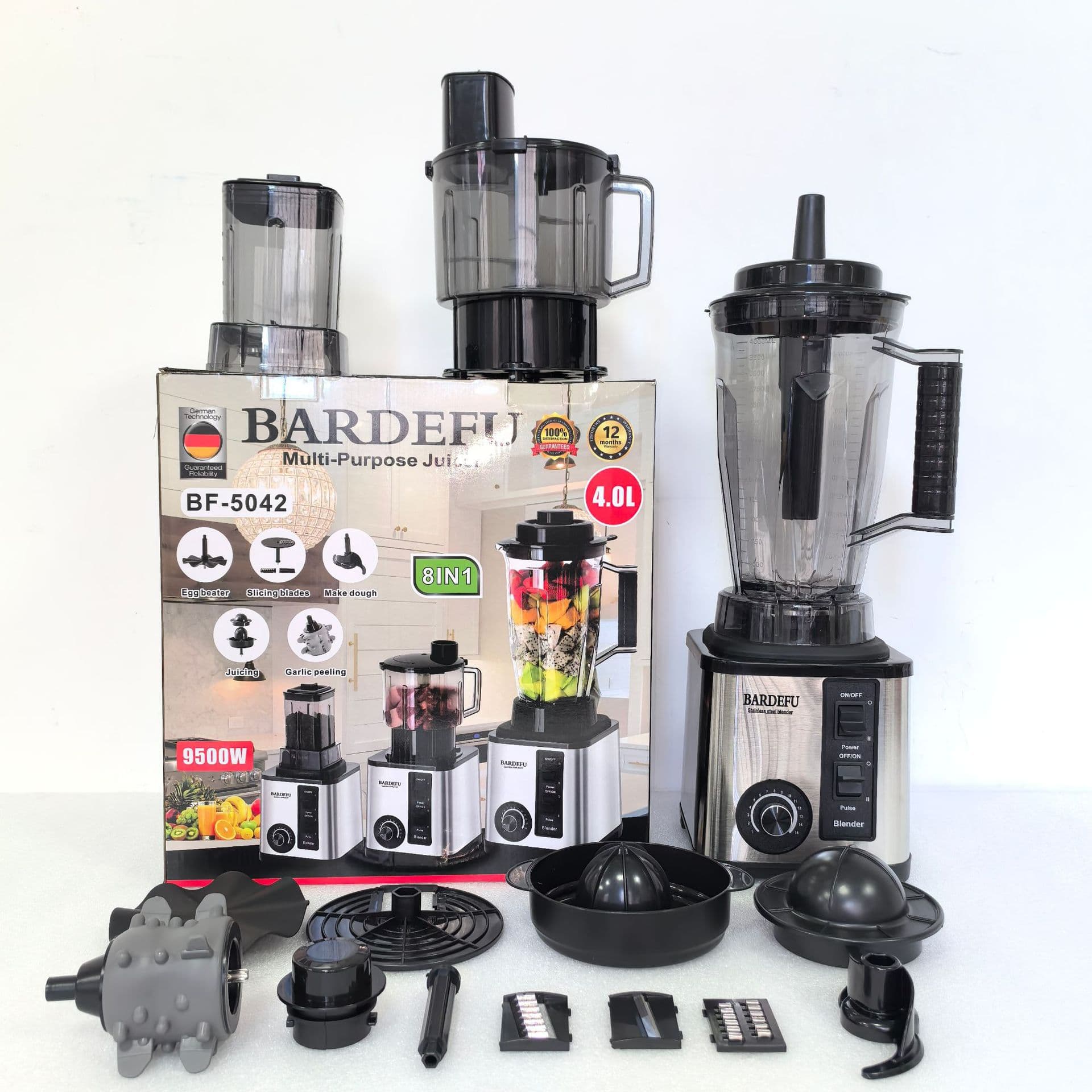 8-in-1 Blender Pure Copper 4L Cross-Border Commercial Stainless Steel High-Power Meat Grinder Ice Crusher Juicer