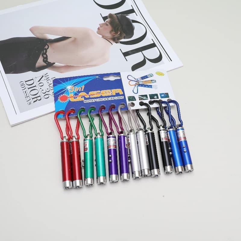 3-in-1 Laser Pen with Money Detection Flashlight and Infrared Cat Teaser for Real Estate/Driving School/Long-Range Indicating Keychain