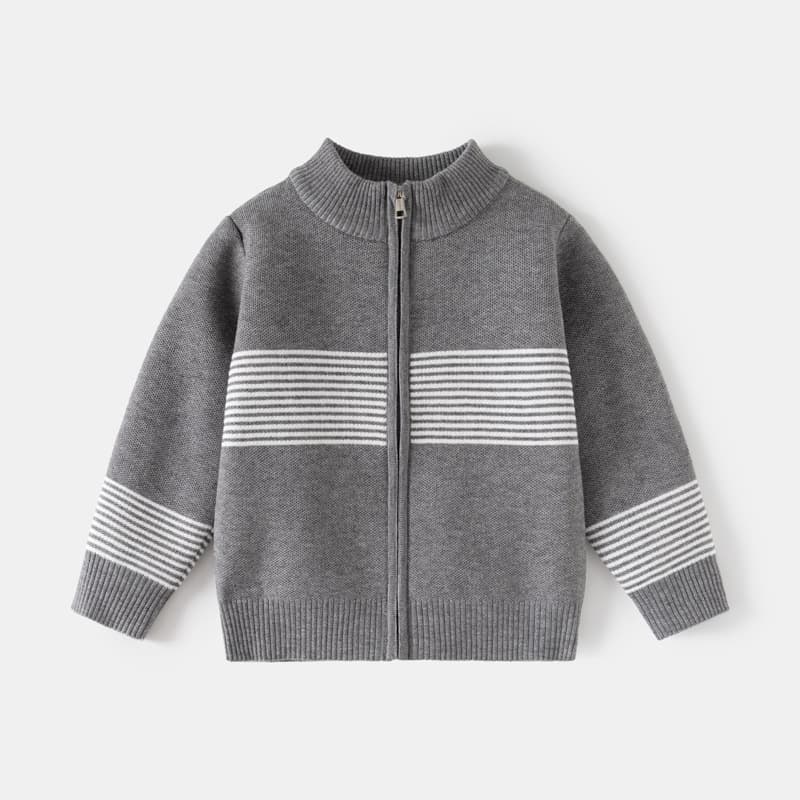 Tengyun Pigeon Boys' Half-Zip Knit Sweater with Mock Neck, Children's Andy Fleece Pullover, Versatile Jacket for Boys