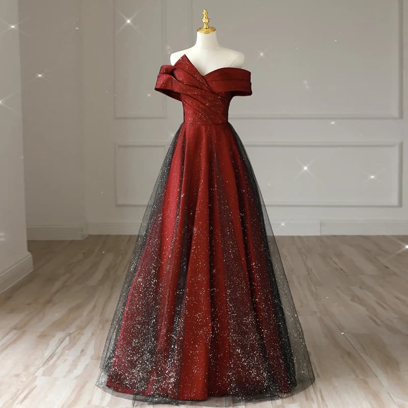 One-shoulder toast dress 2026 new bride red wedding dress newlywed casual French engagement dress dress female atmosphere