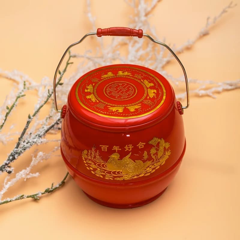 Wedding celebration supplies: descendant bucket for the bride's dowry, wedding-used happiness bucket, red wedding toilet