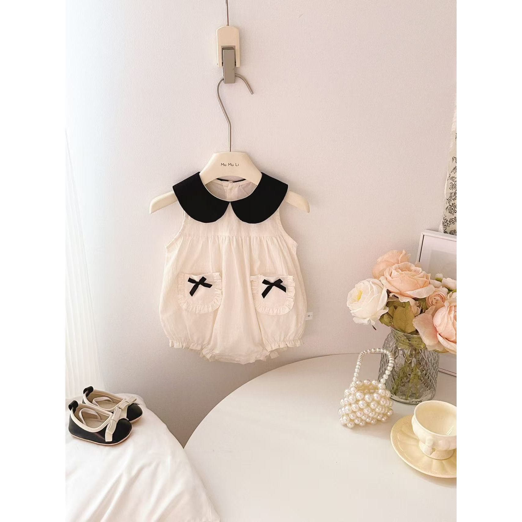 Infant girl's exquisite temperament doll collar small fragrant pocket butterfly harem one-year-old dress bag fart jacket summer
