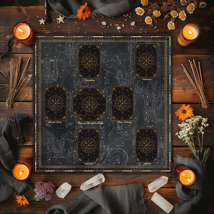 Cross-Border Hot Selling Yoga Meditation Altar Cloth Five-Pointed Star Tarot Black Oracle Mat Tarot Tablecloth Pad Cloth