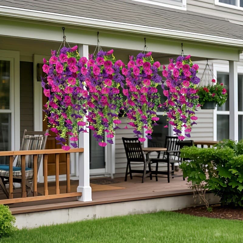 Artificial Flowers Outdoor Courtyard Eucalyptus Morning Glory Vine Home Wedding Decoration Morning Glory Wall Hanging Hanging Vine