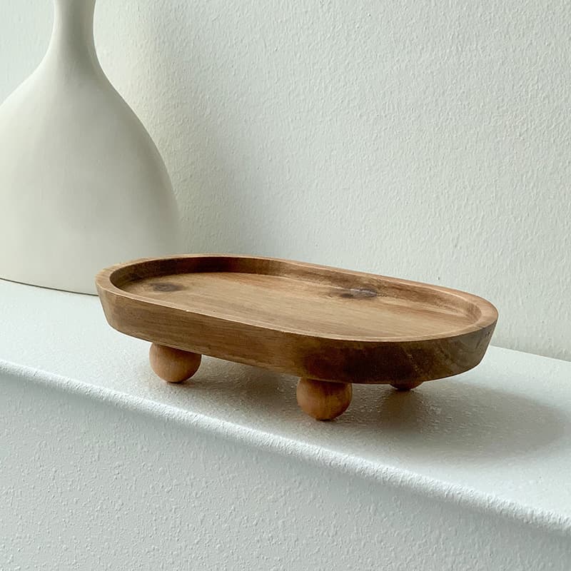 Solid Wood Tray Aromatherapy Ornament Key Organizer Tray Creative Dessert Plate Jewelry Tray Entryway Storage Tray