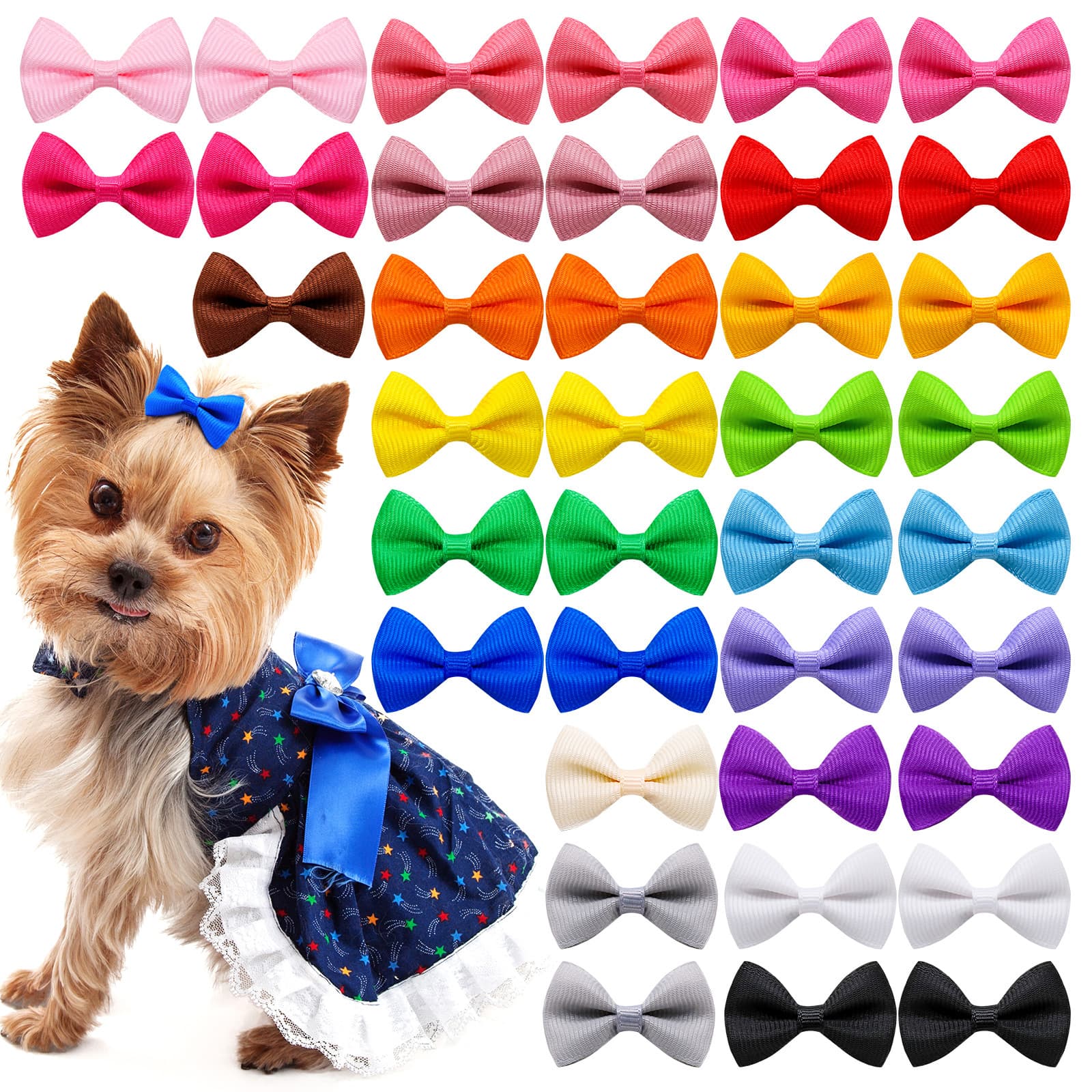 Pet hair clips, solid color bow clips for dogs and cats, cute and fashionable hair clips, pet beauty salon headwear