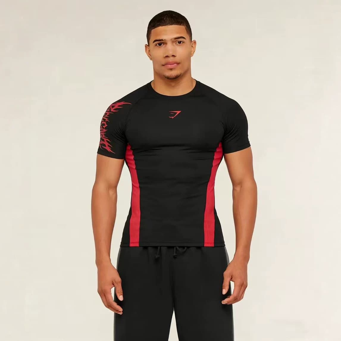 GYMSHARK new American muscle fitness men's T-shirt sports casual running quick-drying breathable tights
