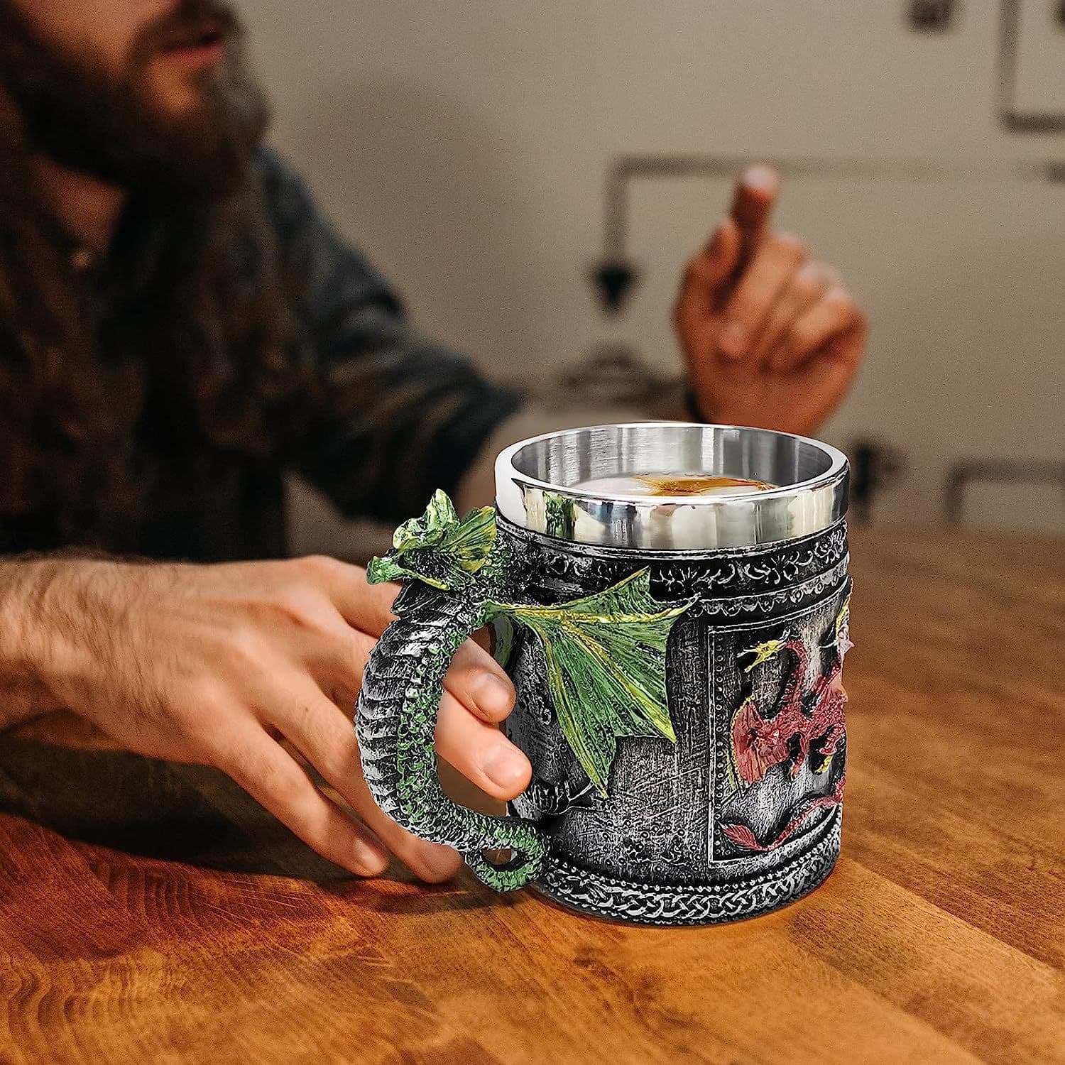 Cross-border creative Feilong stainless steel mug personalized retro drinking cup tap beer mug suitable for parties
