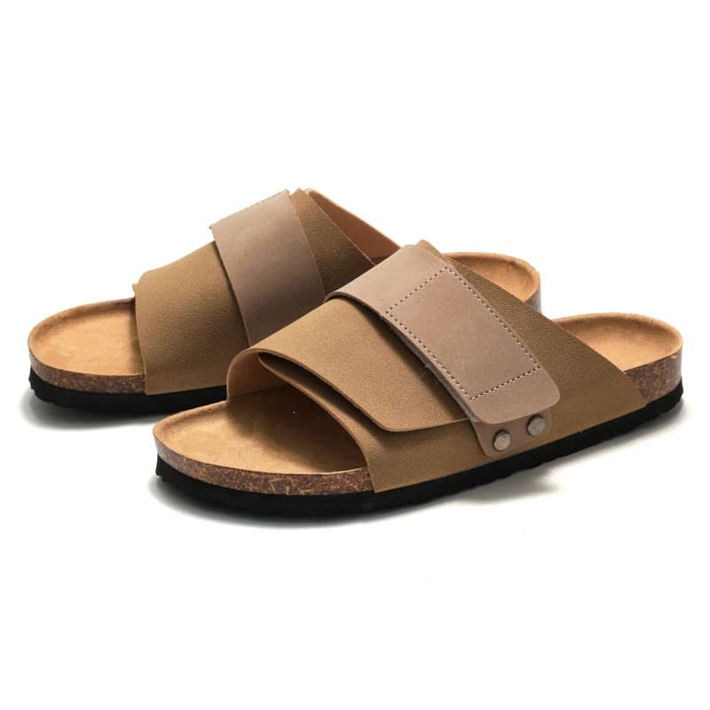 Ruizu Autumn/Winter New Cork Sandals Men Couple Women Casual Slippers Student Beach Shoes Outdoor Leather Cross-border