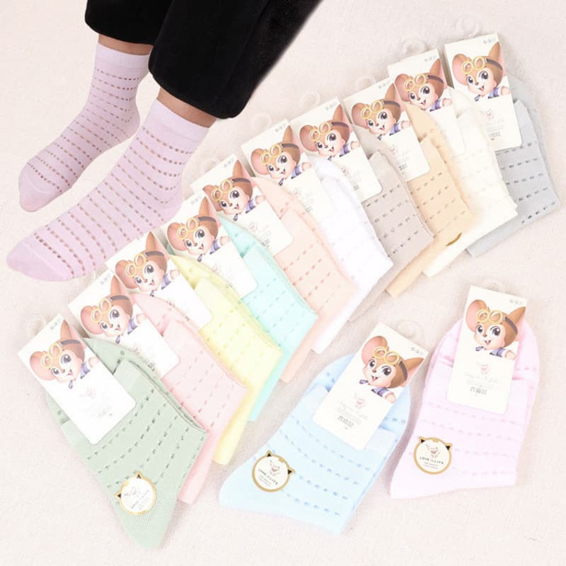 Free shipping for children with six-fingered mouse socks 0-15 children's spring and summer thin cotton socks, hollow, breathable and cool fishnet socks, non-slip socks