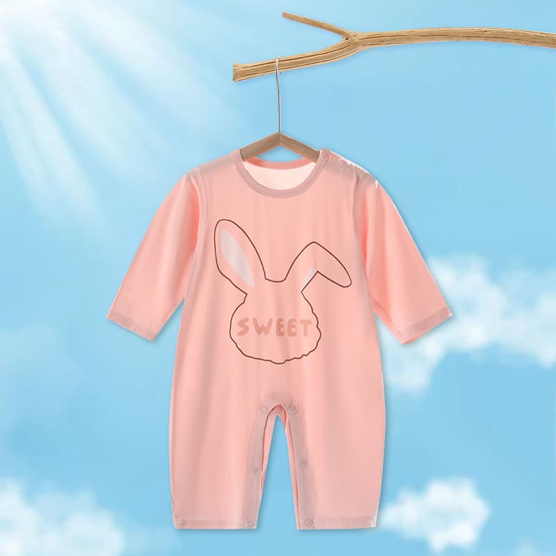 Baby summer jumpsuit newborn modal long-sleeved thin baby air-conditioning clothes summer outing pajamas