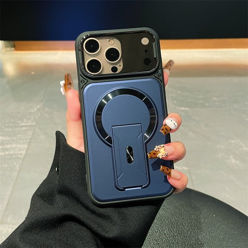 Compatible with iPhone 17 Pro Max Phone Case Flip Cover Lens Invisible Magnetic Stand Apple 16 Full Coverage Drop Resistant 15