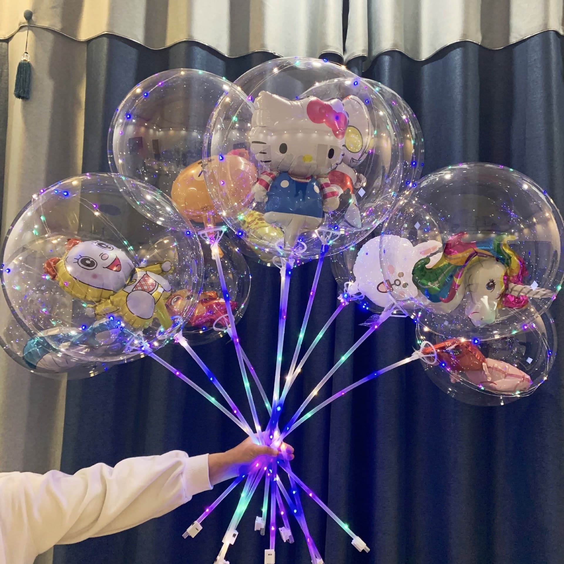 Internet celebrity Bobo Ball night market stall glowing cartoon feather transparent pop balloon floor push children's toys stall