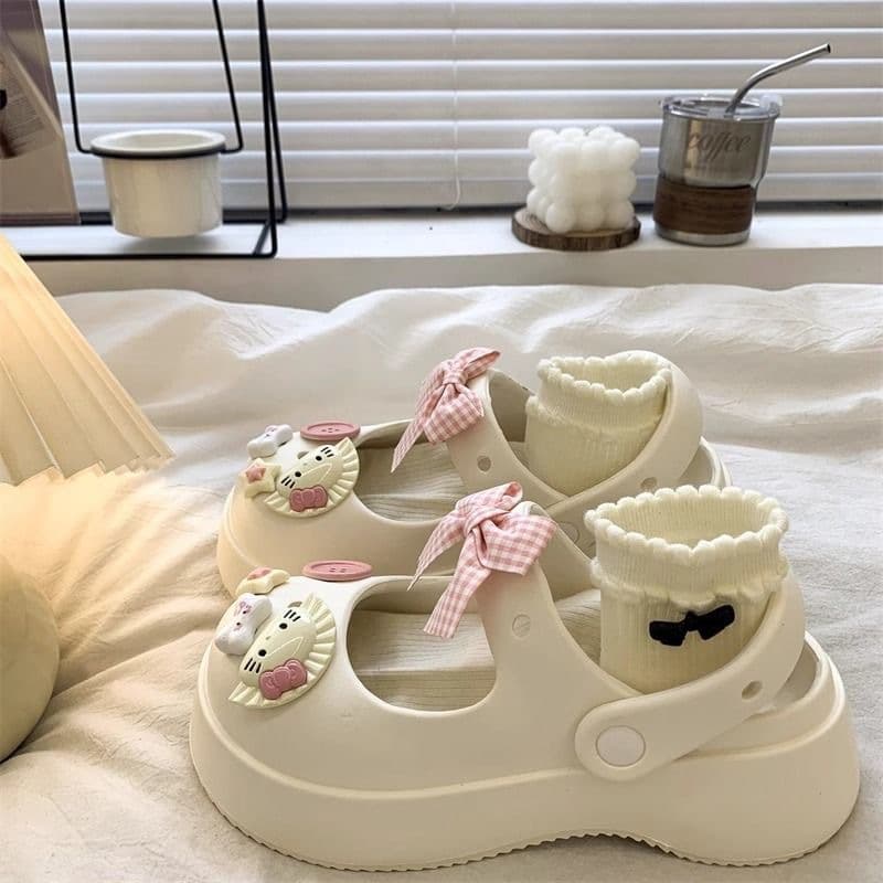 Bow-knot children's shoes, girls' Mary Jane clogs, princess shoes, children's sandals, children's slippers