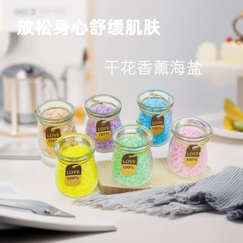 Cross-border Stock Amazon Gift Bath Sea Salt 100g Essential Oil Bath Salt Himalayan Granules Dried Flower Bath Salt