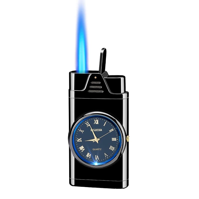Direct Flame Blue Dial Clock Lighter