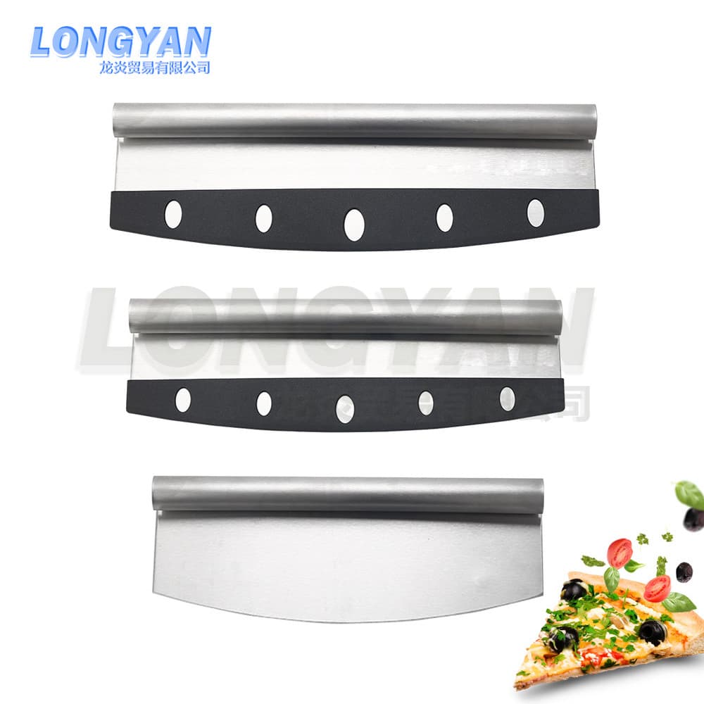 Stainless Steel Pizza Cutter with Sheath, Half-Moon Crescent Pizza Rocker Knife, Single Crescent Pizza Slicer