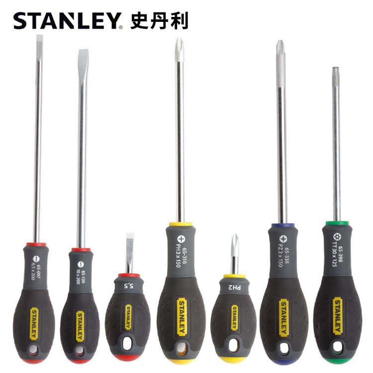 Stanley Tricolor Handle German Parallel Flathead Phillips Head Screwdriver Set