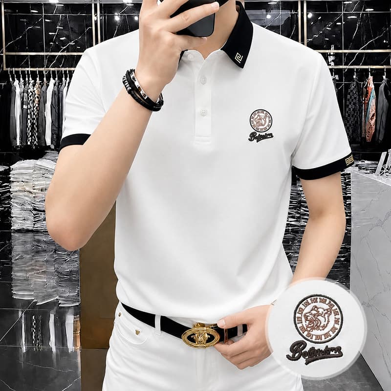 Summer POLO shirt men's short-sleeved high-end embroidered high-end T-shirt handsome slim versatile breathable T-shirt men's summer wear