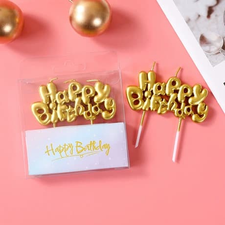HappyBirthday LOVE birthday gold one-piece candle alphanumeric creative cake candle