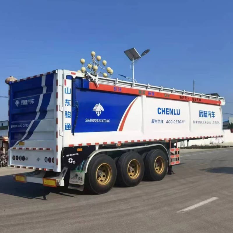 Cross-border supply of rear-tipping dump semi-trailer for coal mine debris, large box trailer, and cross-border dump semi-trailer