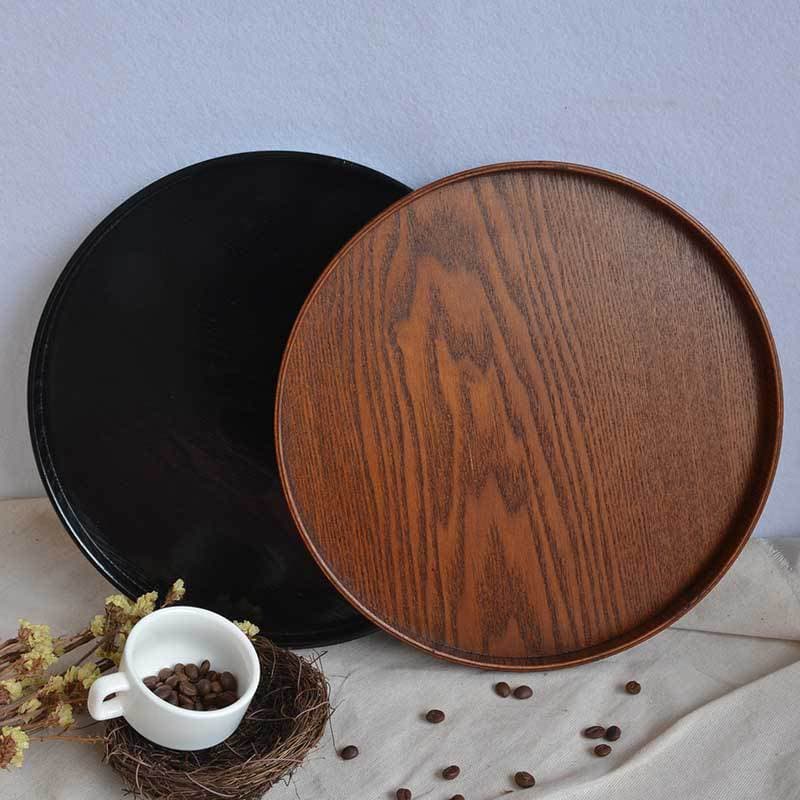 Commercial Round Wooden Tray Home Use Dining Plate Ins Style Serving Tray Restaurant Kitchen Utensils/plates/trays